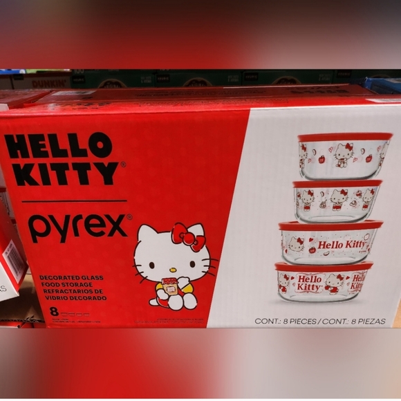 Hello Kitty | Kitchen | New Pyrex Hello Kitty 8 Piece Decorated Glass ...
